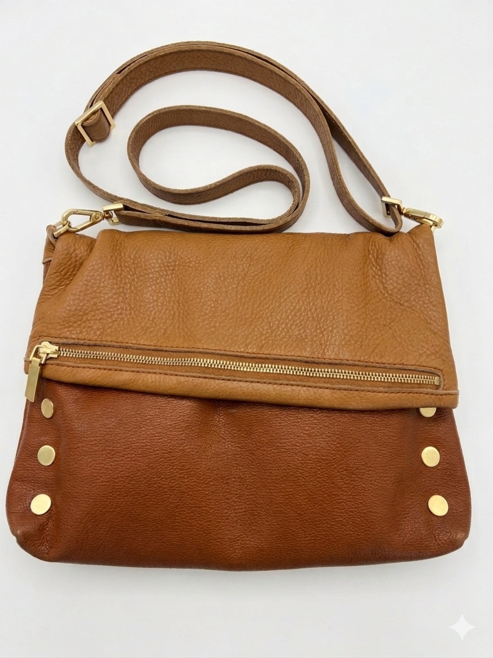 Hammitt VIP Large Crossbody Bag Leather Clutch Manzanita Tan Gold